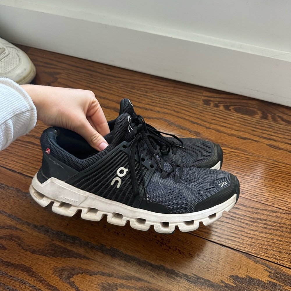 On Running Black and White Athletic Shoes
